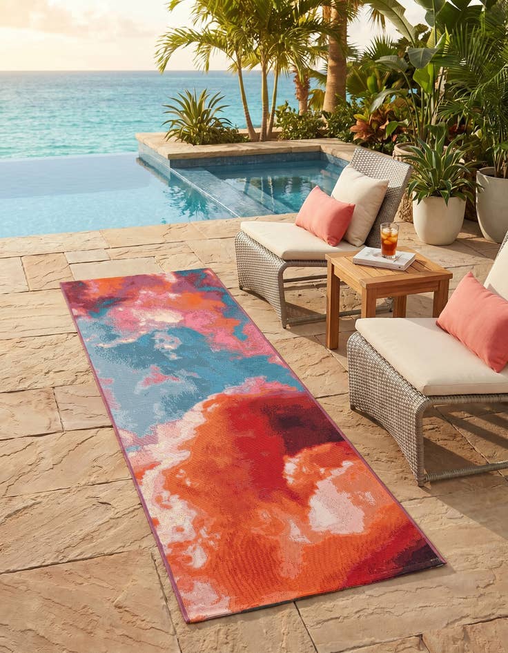 Detail image of 2' x 6' 1 Easy-Clean Modern Indoor / Outdoor Runner Rug