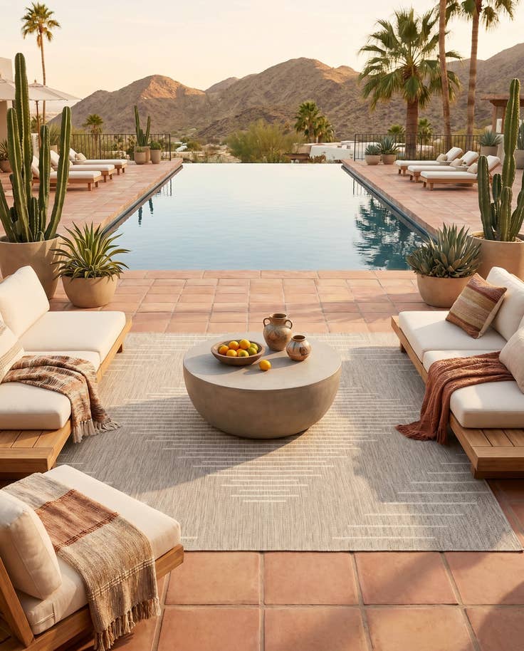 Detail image of 7' x 7' Easy-Clean Modern Indoor / Outdoor Square Rug