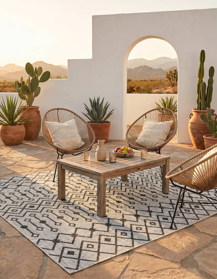 Detail image of 7' 10 x 7' 10 Easy-Clean Lattice Indoor / Outdoor Square Rug