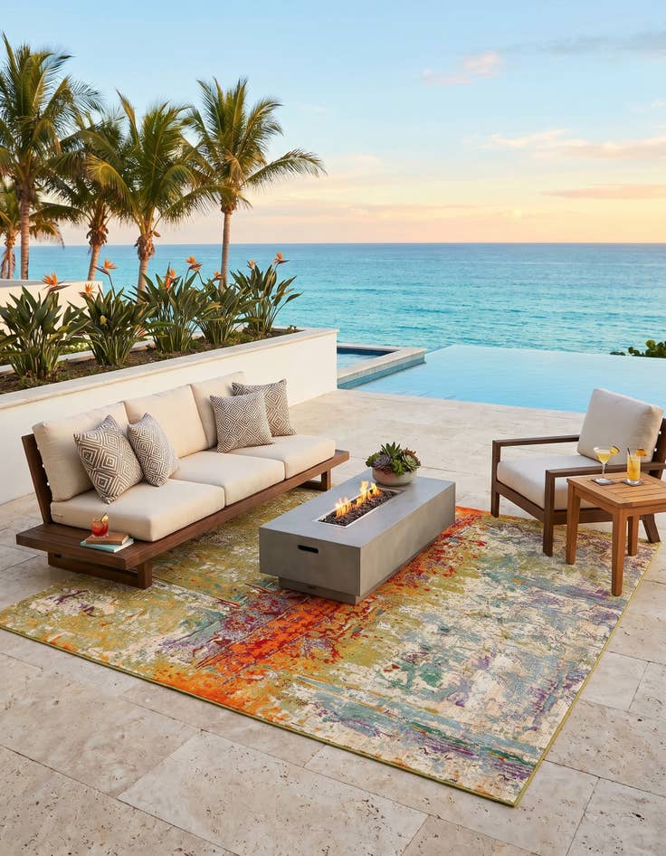 Detail image of 8' x 8' Easy-Clean Modern Indoor / Outdoor Square Rug