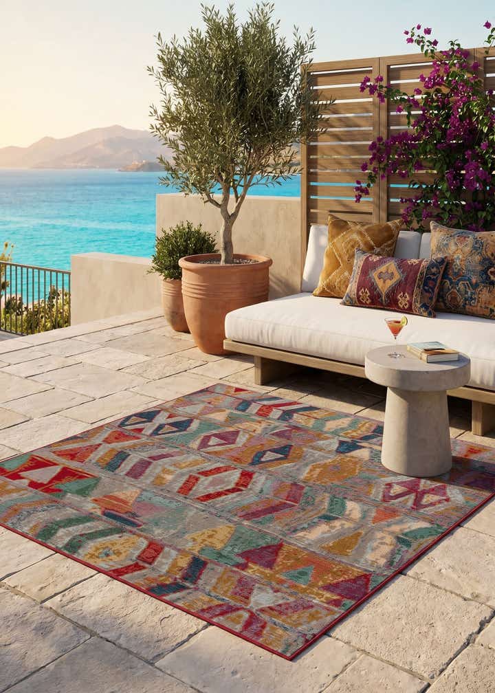 6' x 6' Easy-Clean Modern Indoor / Outdoor Square Rug