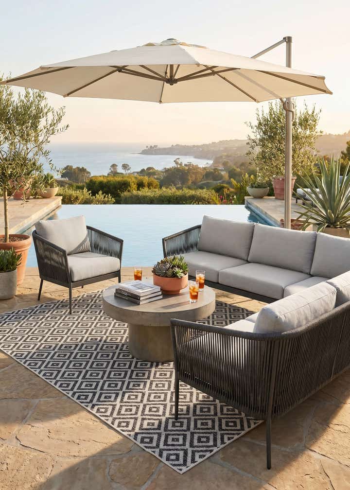 5' 3 x 8' Easy-Clean Jill Zarin Costa Rica Indoor / Outdoor Rug