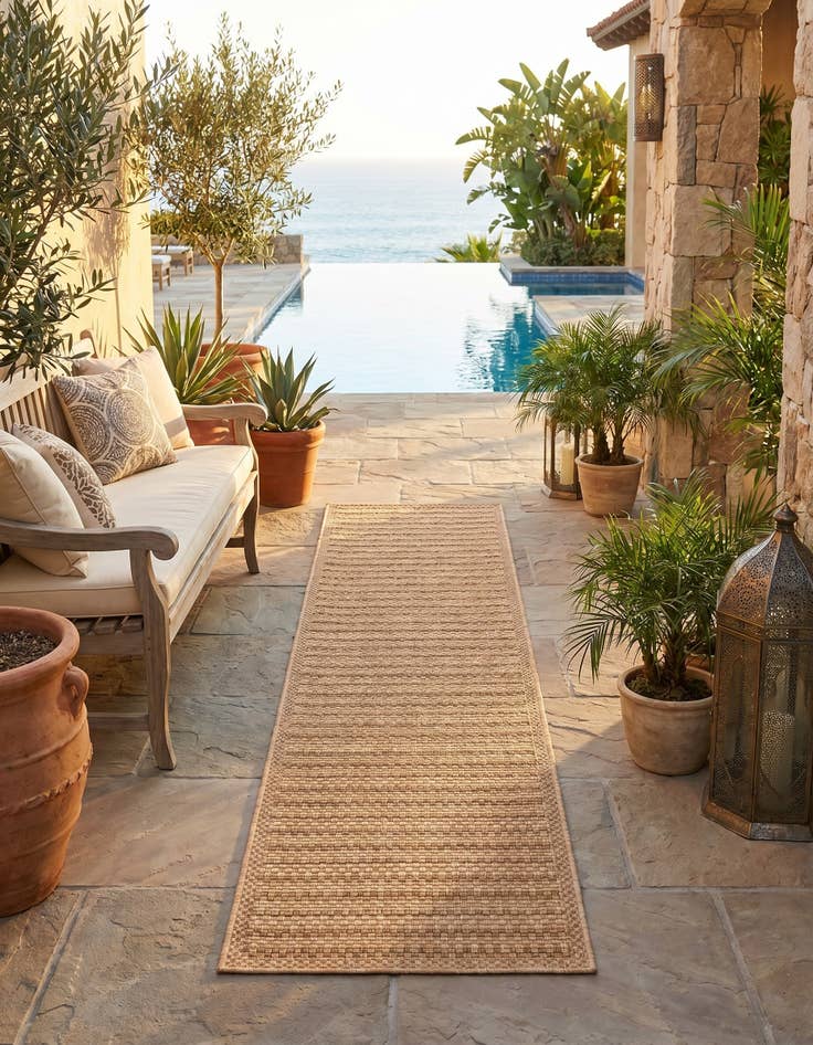 Detail image of 2' x 8' Easy-Clean Border Indoor / Outdoor Runner Rug