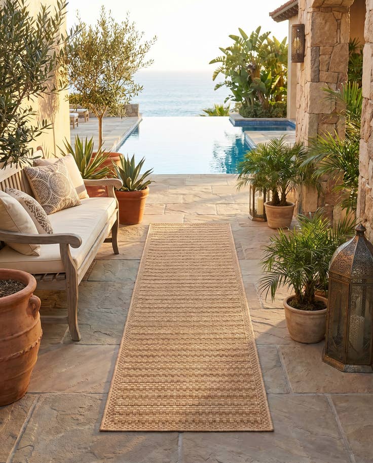 Detail image of 2' x 8' Easy-Clean Border Indoor / Outdoor Runner Rug