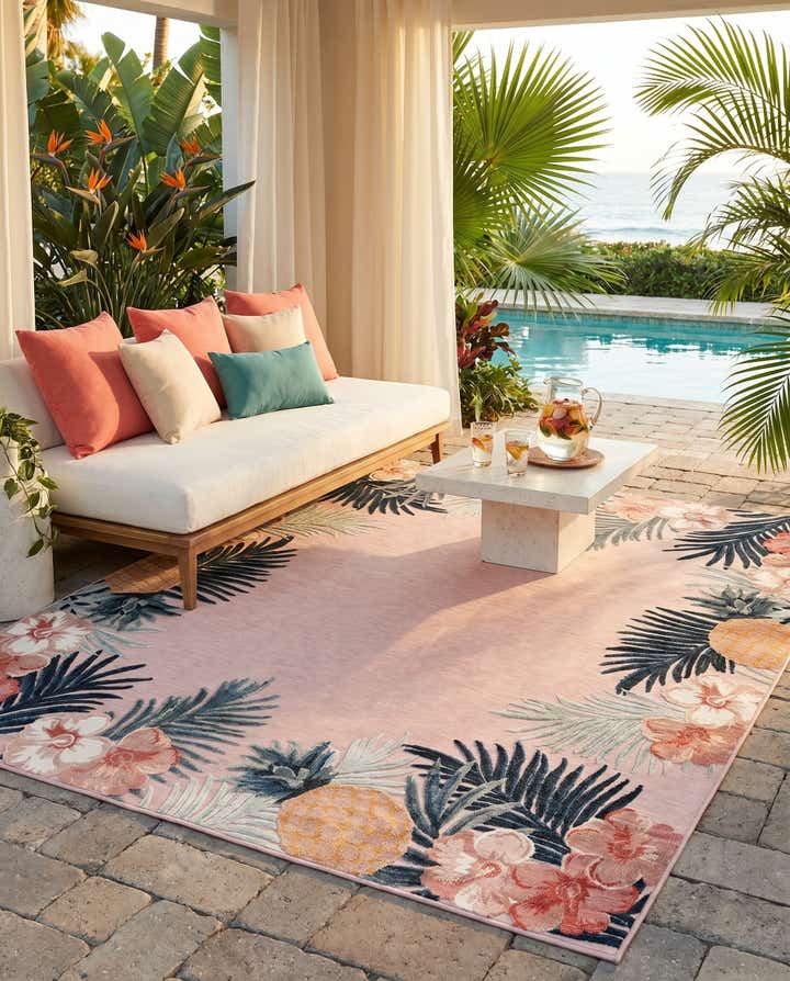 8' 2 x 10' Easy-Clean Botanical Indoor / Outdoor Rug