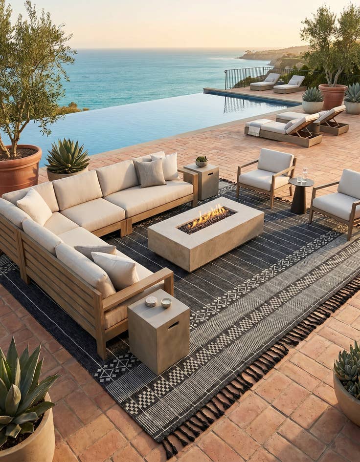 Detail image of 10' x 14' 1 Easy-Clean Eco Bohemian Indoor / Outdoor Rug