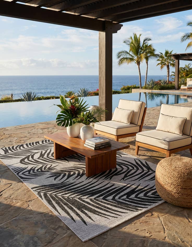 Detail image of 5' 3 x 8' Easy-Clean Botanical Indoor / Outdoor Rug