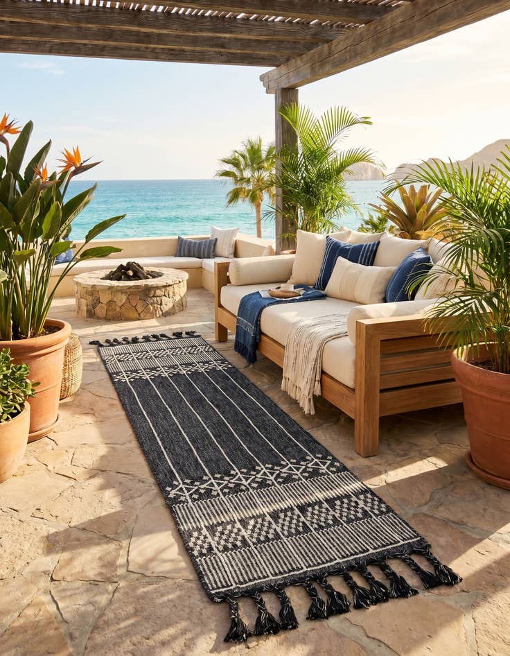 Detail image of 2' 2 x 8' 2 Easy-Clean Eco Bohemian Indoor / Outdoor Runner Rug