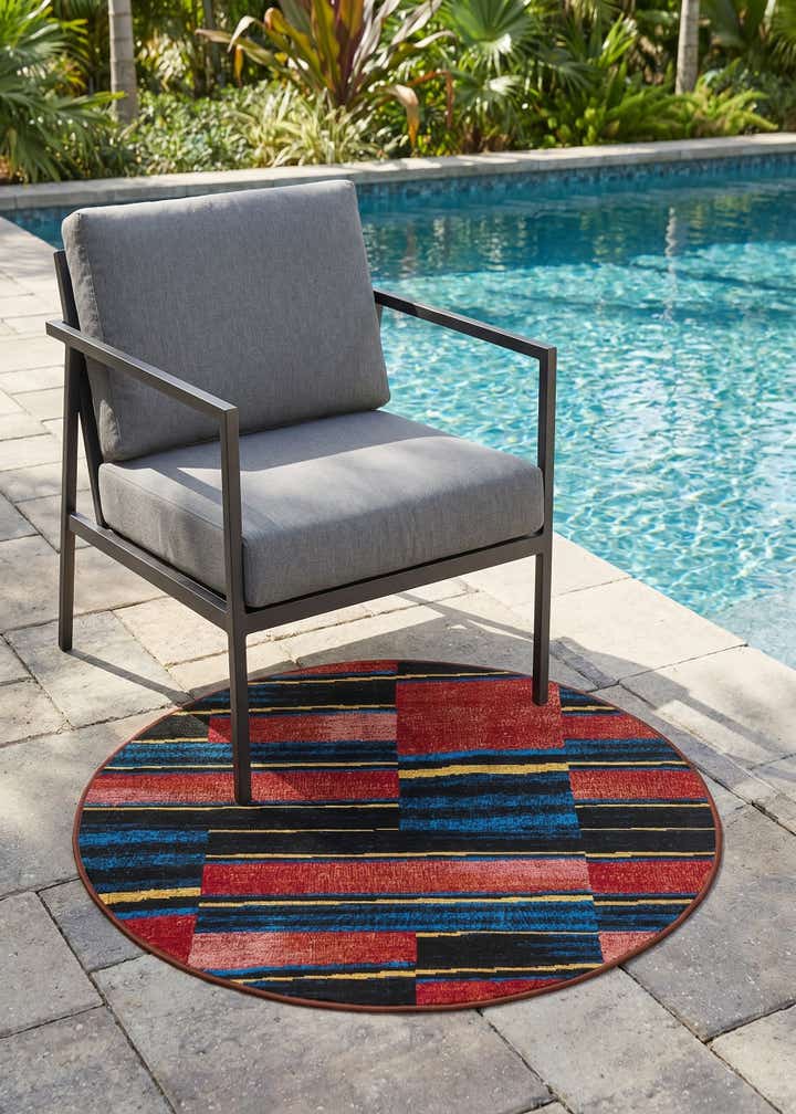 3' x 3' Easy-Clean Modern Indoor / Outdoor Round Rug