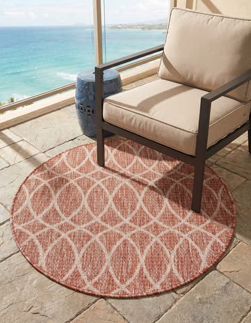 3' x 3' Easy-Clean Lattice Indoor / Outdoor Round Rug