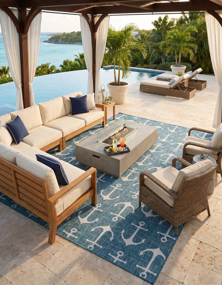 Detail image of 10' x 14' Easy-Clean Coastal Indoor / Outdoor Rug