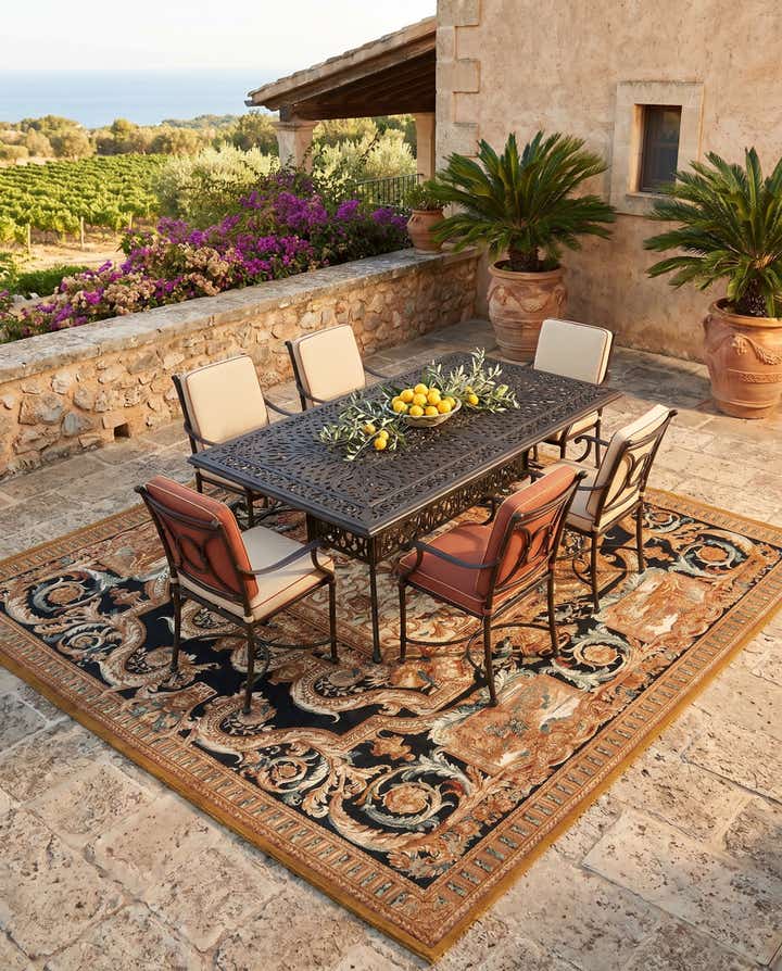 10' x 10' Easy-Clean Traditional Indoor / Outdoor Square Rug