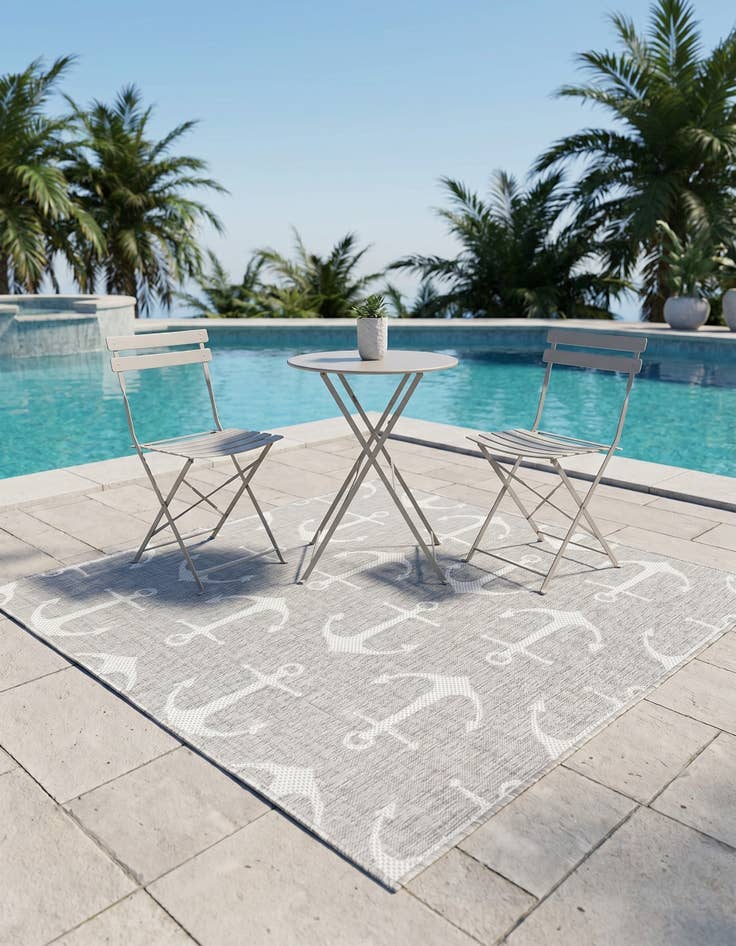 Detail image of 5' 3 x 5' 3 Easy-Clean Coastal Indoor / Outdoor Square Rug