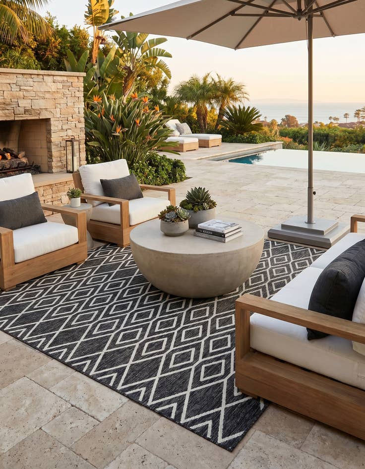 Detail image of 7' 10 x 7' 10 Easy-Clean Jill Zarin Turks and Caicos Indoor / Outdoor Square Rug