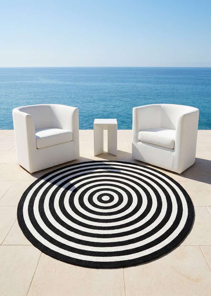 5' 3 x 5' 3 Easy-Clean Eco Verse Washable Indoor / Outdoor Round Rug