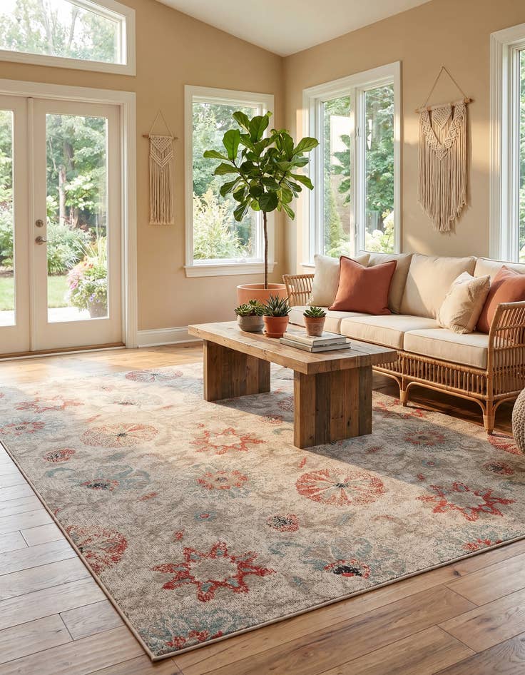 Detail image of 7' 10 x 10' Easy-Clean Botanical Indoor / Outdoor Rug