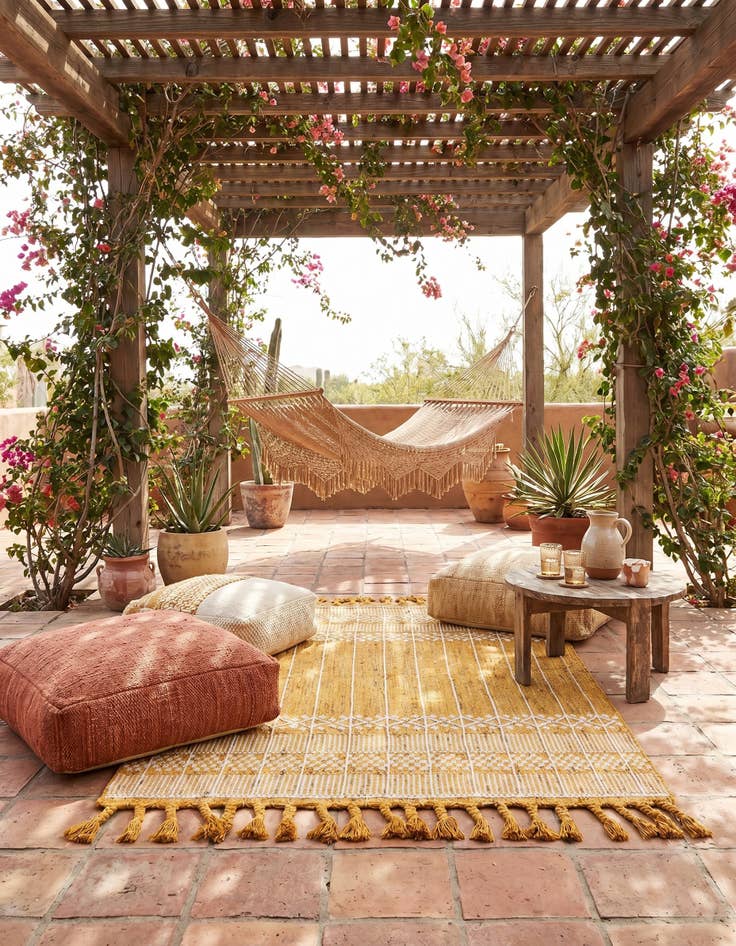 Detail image of 4' 1 x 6' 1 Easy-Clean Eco Bohemian Indoor / Outdoor Rug