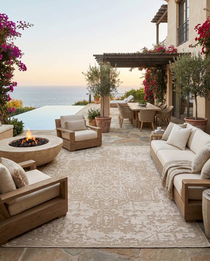 Detail image of 10' x 14' 1 Easy-Clean Traditional Indoor / Outdoor Rug
