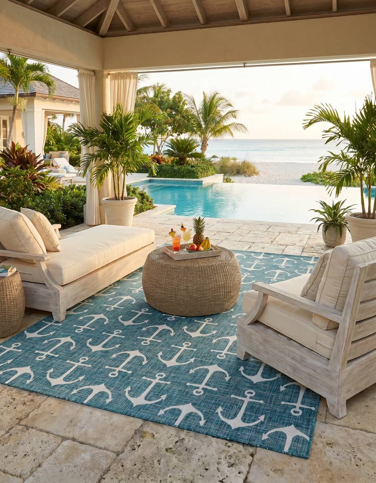 Detail image of 10' x 13' Easy-Clean Coastal Indoor / Outdoor Rug