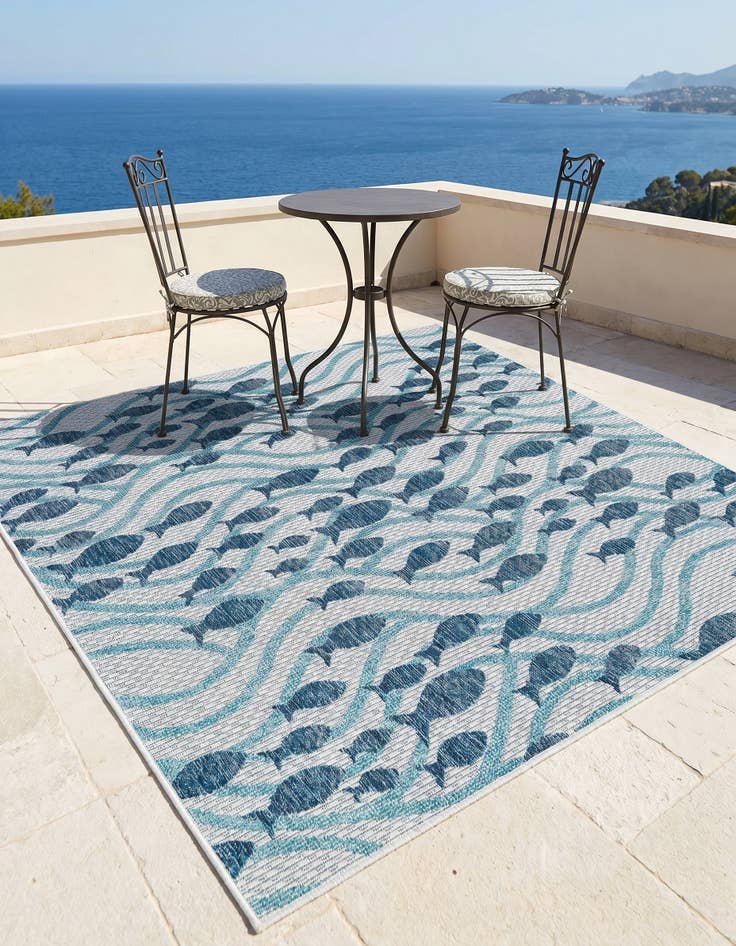 Detail image of 5' 3 x 5' 3 Easy-Clean Coastal Indoor / Outdoor Square Rug