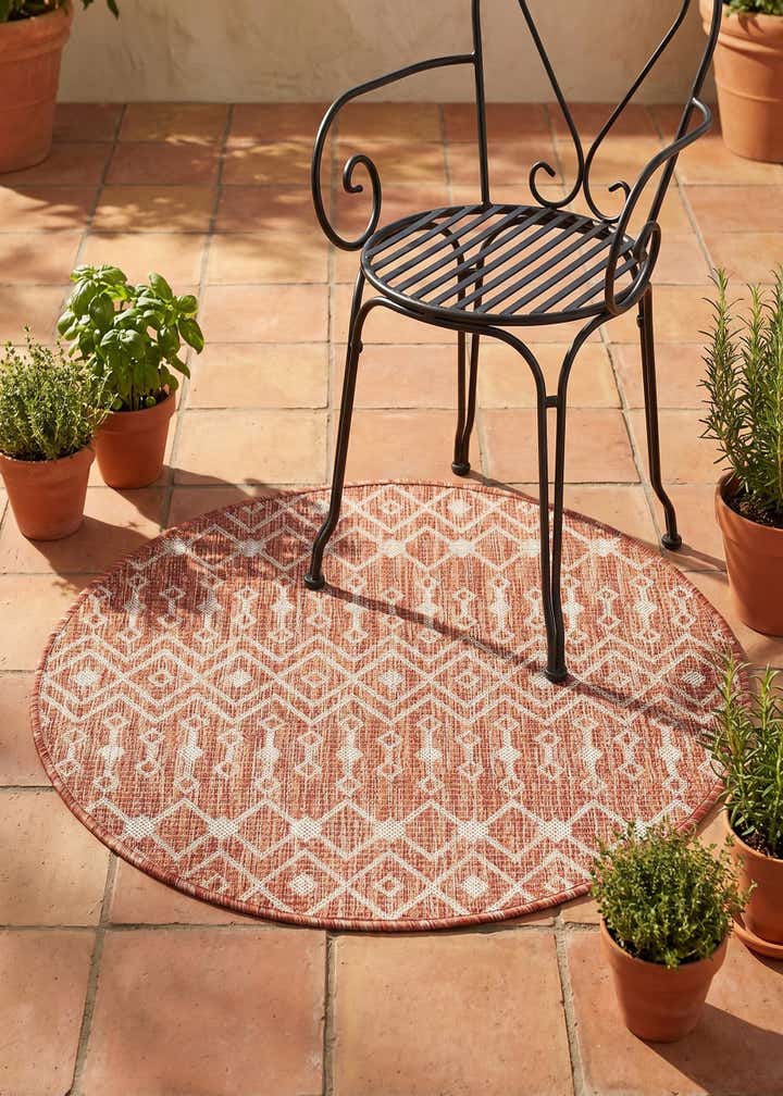 3' x 3' Easy-Clean Trellis Indoor / Outdoor Round Rug