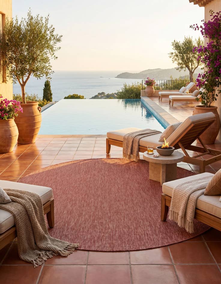 Detail image of 10' 8 x 10' 8 Easy-Clean Solid Indoor / Outdoor Round Rug