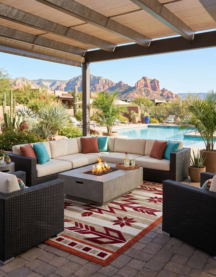 Detail image of 5' x 8' Easy-Clean Modern Indoor / Outdoor Rug