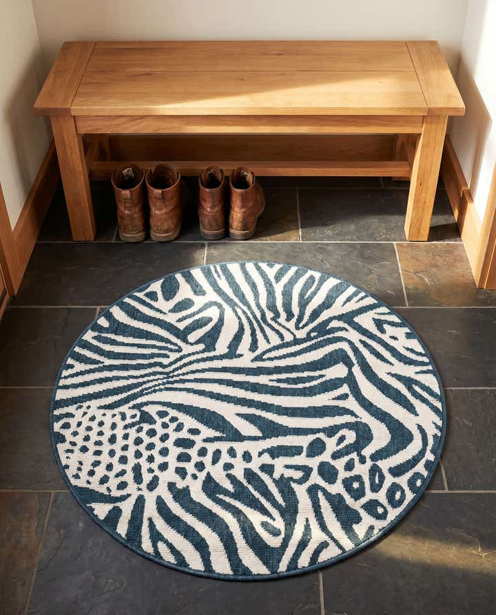 3' x 3' Easy-Clean Safari Indoor / Outdoor Round Rug