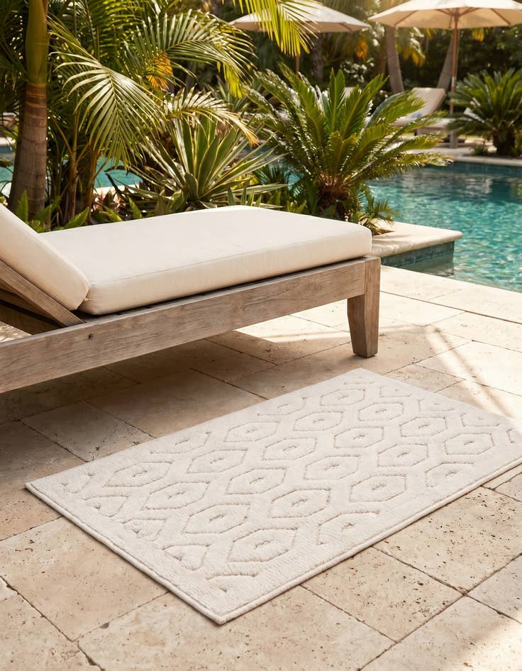 Detail image of 2' x 3' Easy-Clean Trellis Textured Indoor / Outdoor Rug
