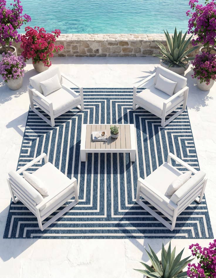 Detail image of 7' 10 x 7' 10 Easy-Clean Modern Indoor / Outdoor Square Rug