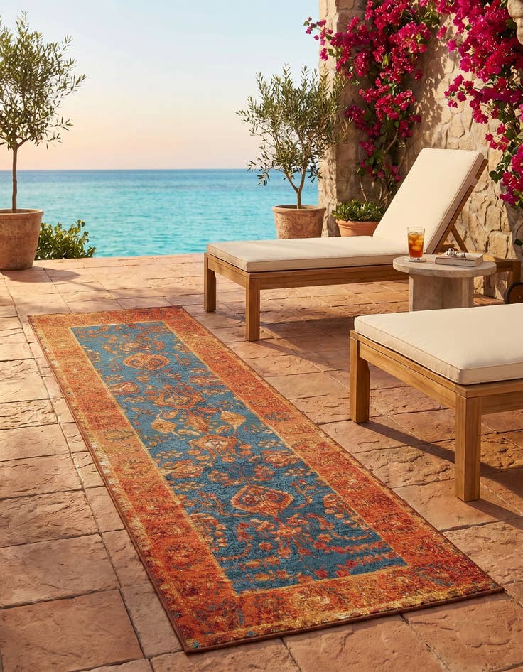 Detail image of 2' x 6' Easy-Clean Traditional Indoor / Outdoor Runner Rug