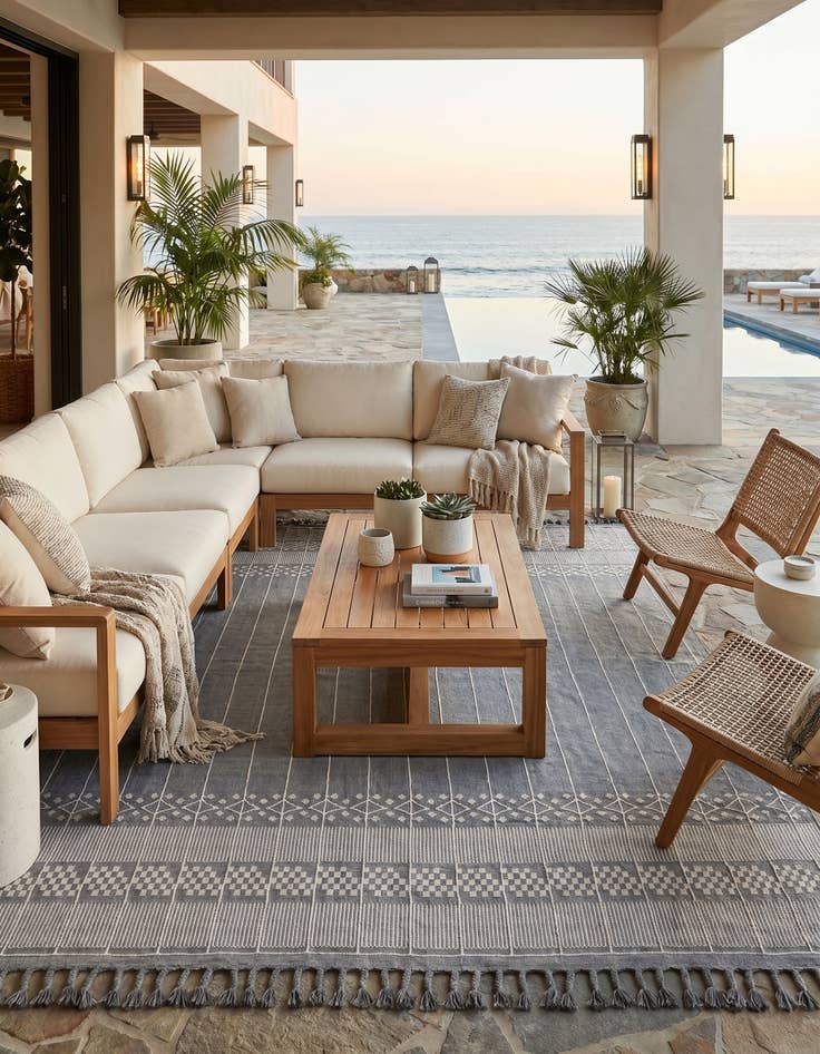 Detail image of 10' x 14' 1 Easy-Clean Eco Bohemian Indoor / Outdoor Rug