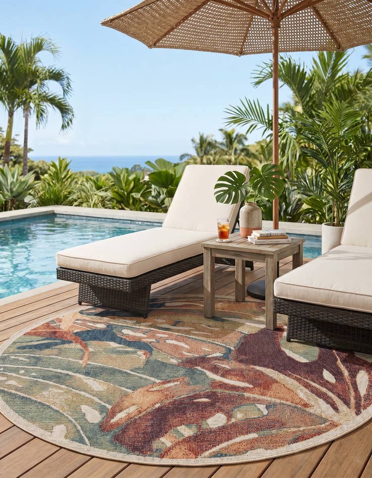 Detail image of 7' x 7' Easy-Clean Baja Indoor / Outdoor Round Rug