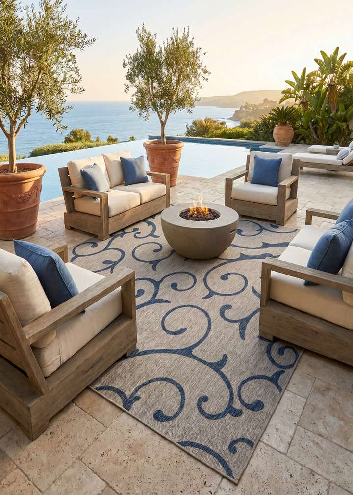 10' 8 x 10' 8 Easy-Clean Botanical Indoor / Outdoor Square Rug