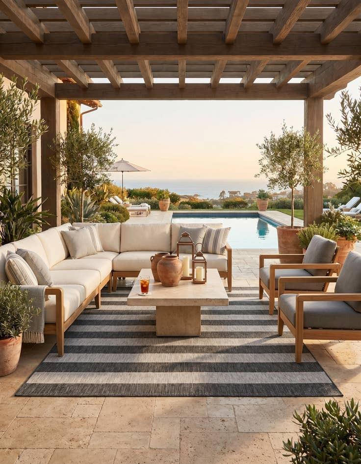 Detail image of 7' 10 x 11' Easy-Clean Ribbon Indoor / Outdoor Rug