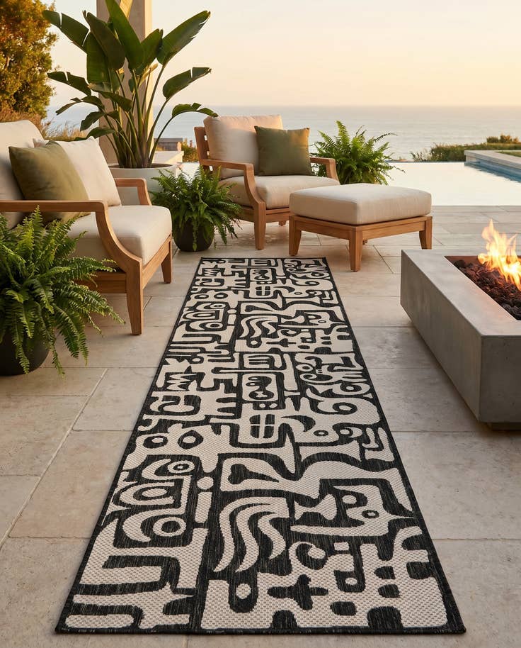 Detail image of 2' 7 x 12' Easy-Clean Modern Indoor / Outdoor Runner Rug
