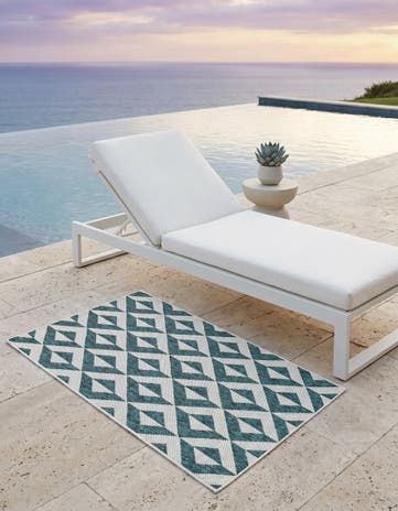 Teal Easy-Clean Jill Zarin Napa Indoor / Outdoor Rug