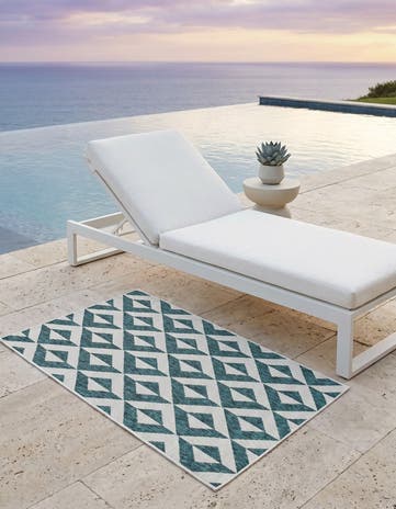 Teal Easy-Clean Jill Zarin Napa Indoor / Outdoor Rug