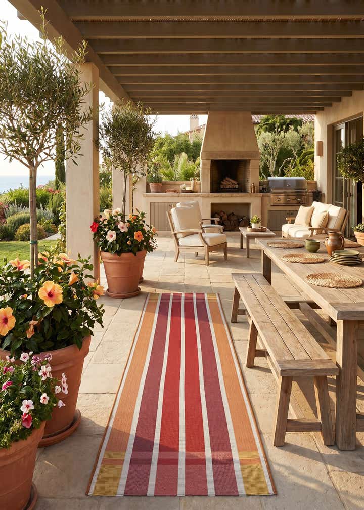 2' x 8' Easy-Clean Striped Indoor / Outdoor Runner Rug