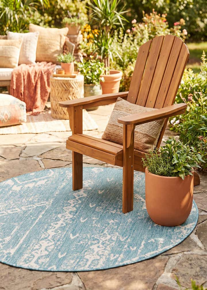 4' x 4' Easy-Clean Bohemian Indoor / Outdoor Round Rug