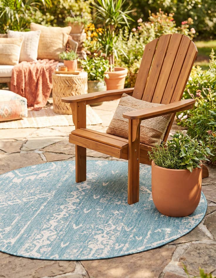 Detail image of 4' x 4' Easy-Clean Bohemian Indoor / Outdoor Round Rug