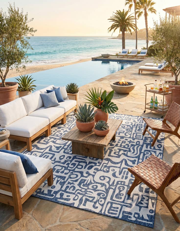 Detail image of 10' x 14' Easy-Clean Modern Indoor / Outdoor Rug