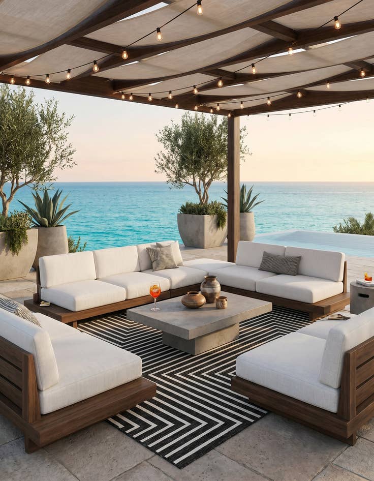 Detail image of 7' 10 x 10' Easy-Clean Modern Indoor / Outdoor Rug