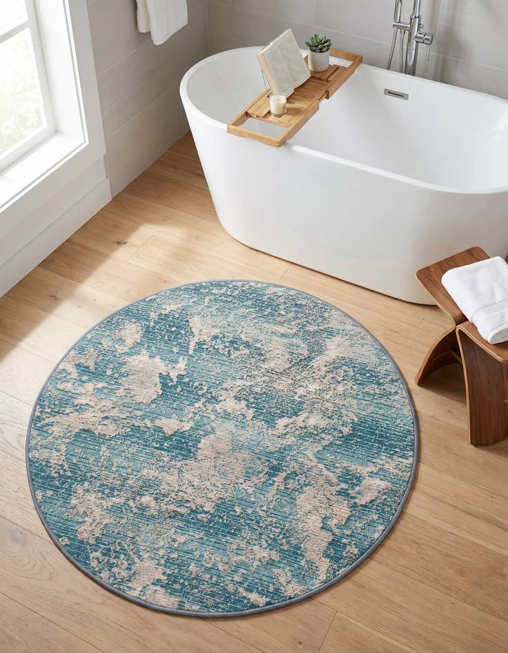 Detail image of 3' x 3' Easy-Clean Modern Indoor / Outdoor Round Rug