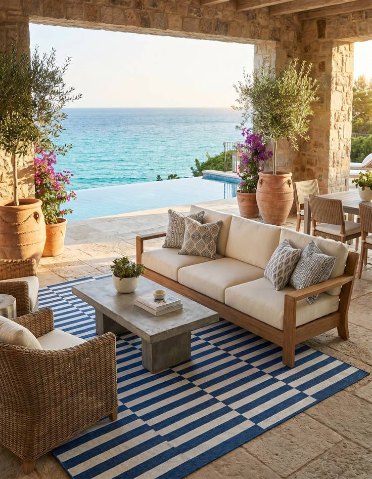 Detail image of 7' 10 x 11' Easy-Clean Ribbon Indoor / Outdoor Rug