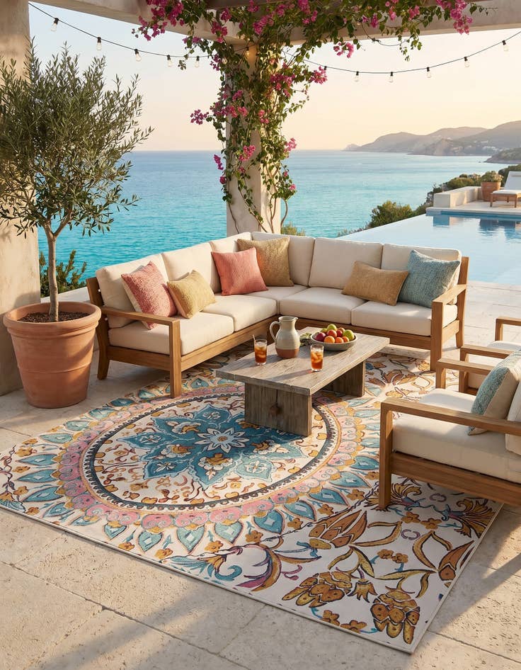 Detail image of 8' x 10' Easy-Clean Traditional Indoor / Outdoor Rug