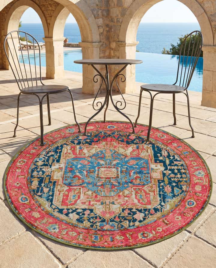 4' x 4' Easy-Clean Traditional Indoor / Outdoor Round Rug