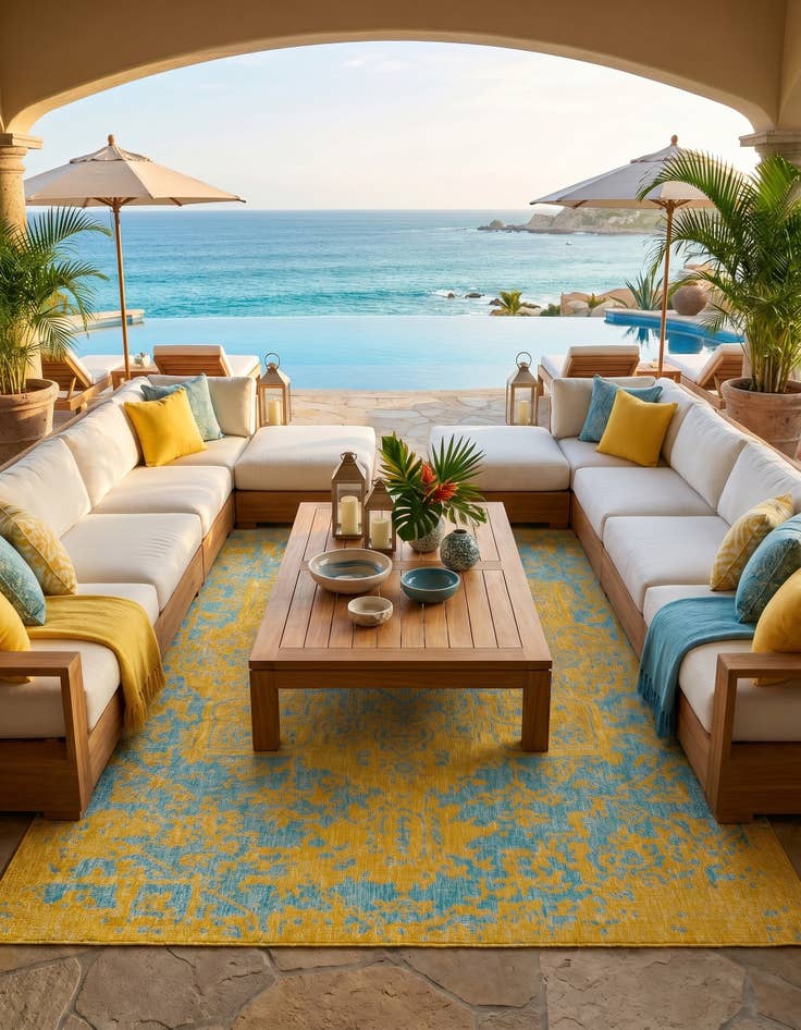 Detail image of 9' x 12' Easy-Clean Jill Zarin Dubai Indoor / Outdoor Rug