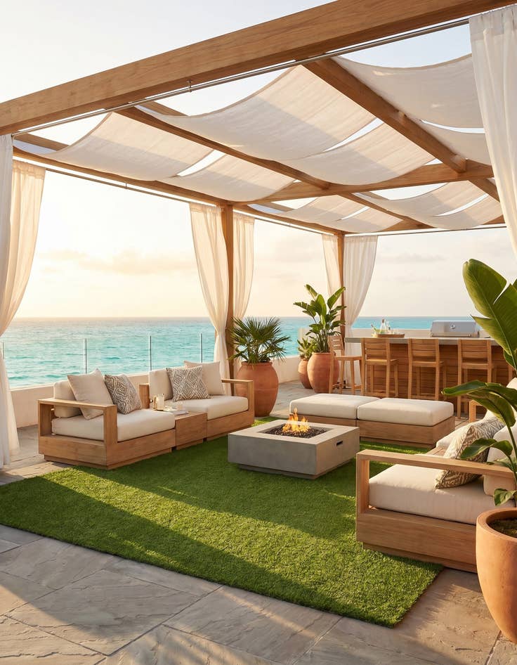 Detail image of 7' 10 x 10' Easy-Clean Grass Indoor / Outdoor Rug