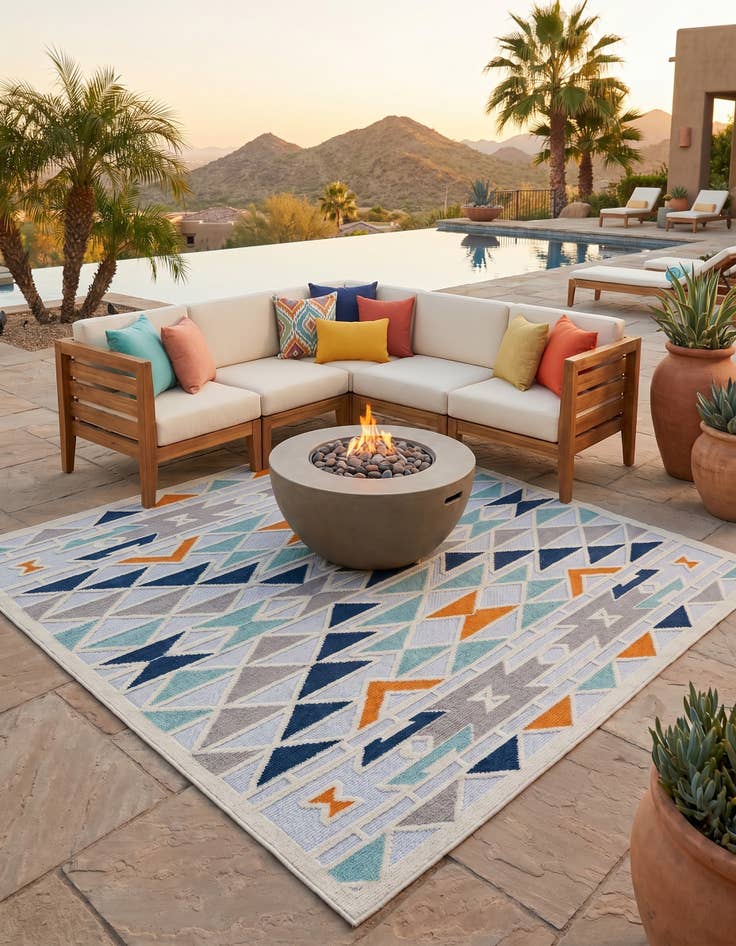 Detail image of 7' 10 x 7' 10 Easy-Clean Aruba Indoor / Outdoor Square Rug